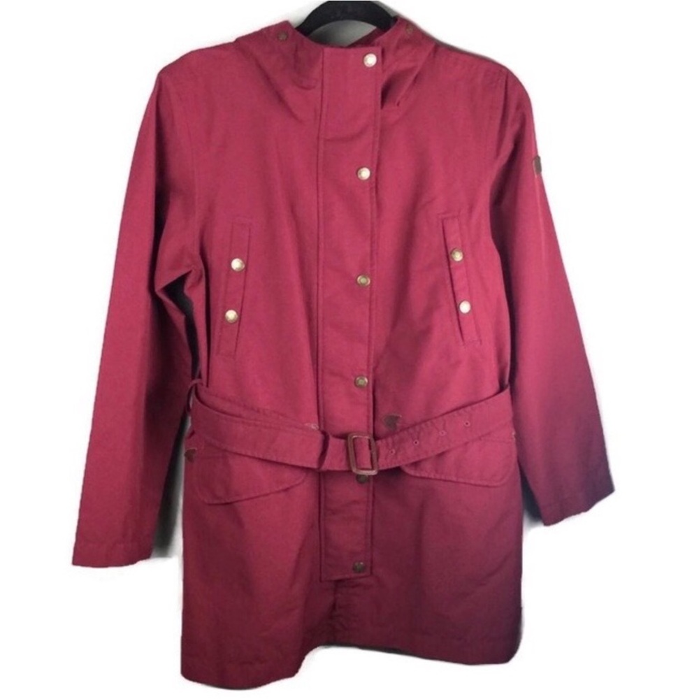 Aigle Tronader Gore-Tex Belted Hooded Leather Accent Red Jacket Size 36 Small
